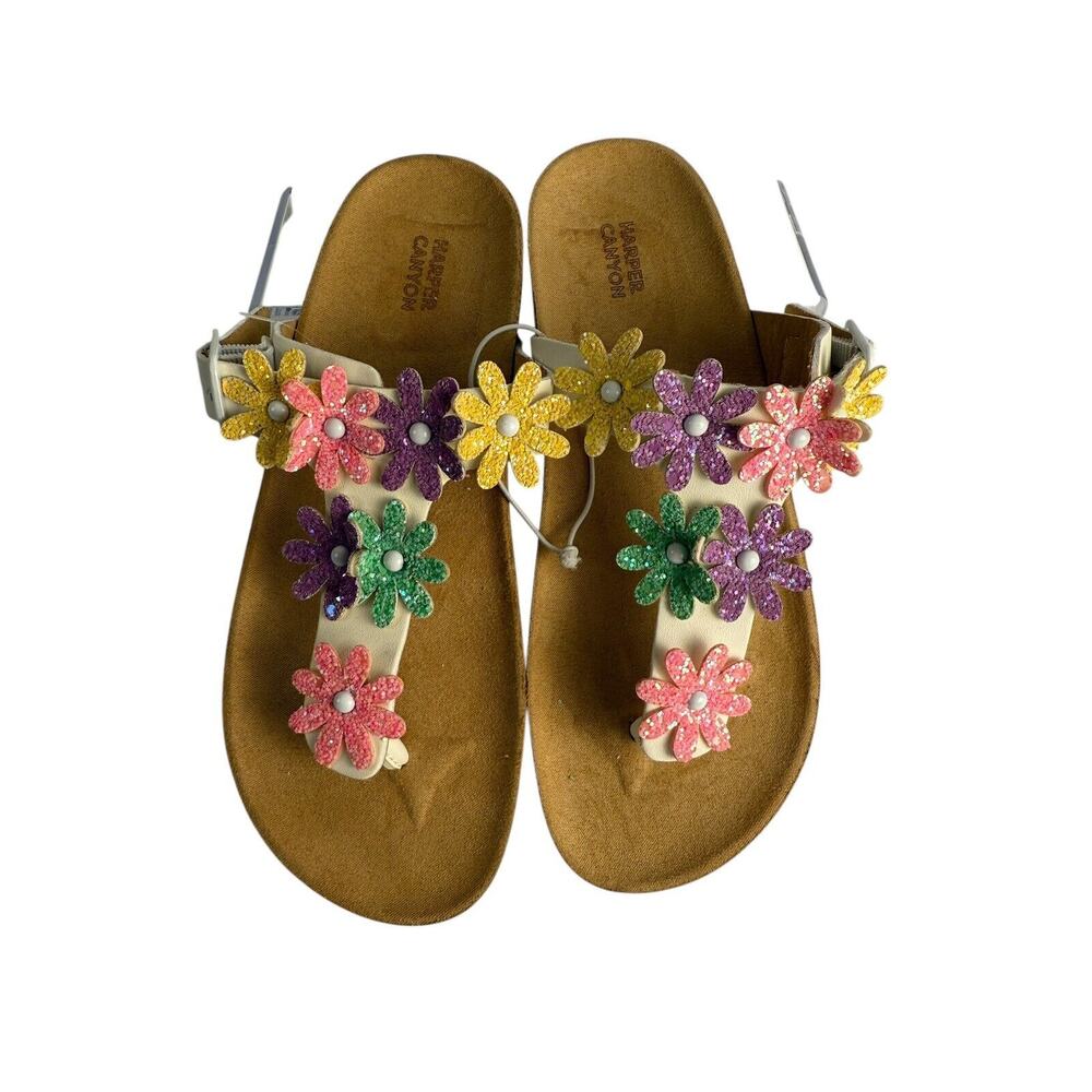 Harper Canyon Kids Girls White LEONA Floral Flip/Flop Sandals Size 4 NWOT - Picture 3 of 7